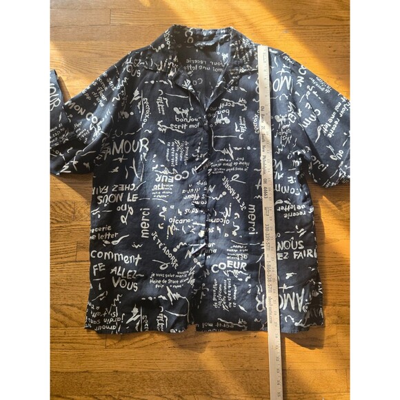 Courtney Washington 100% Linen Printed Long Sleeve Button Up Top Size Large - Picture 8 of 8